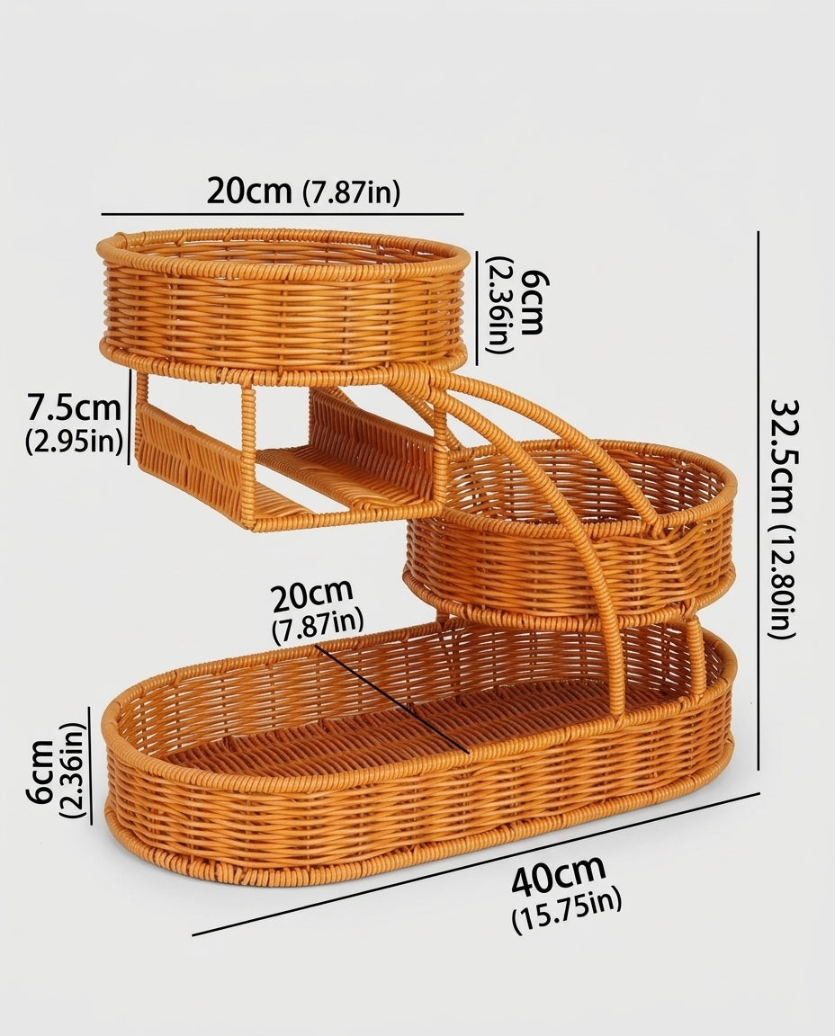 Large Algot faux rattan fruit and tissue storage stand size guide: 40 by 20 by 32.5 cm