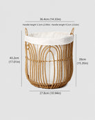 Medium Aveline faux rattan laundry basket size guide: top 36.4 cm and body height 39 cm