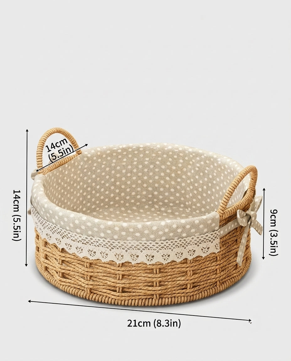 Medium Bodil paper rope desk storage basket size guide: 21 cm wide and 9 cm basket height