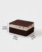 Small Dagny lidded paper rope storage box size guide: 18 by 12 by 11 cm