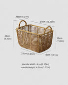 Medium Edda faux rattan handle basket size guide: top 31 by 21 cm and 24 cm overall height