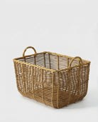 Edda faux rattan rectangular storage basket with natural open weave and twisted handles