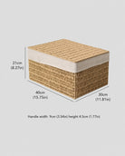 Large Elva paper rope lidded storage box size guide: 40 by 30 by 21 cm