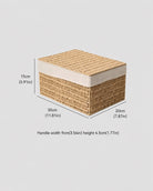 Small Elva paper rope lidded storage box size guide: 30 by 20 by 15 cm