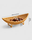 Large Haldor faux rattan raised fruit bowl size guide: 29 by 14.5 by 12 cm