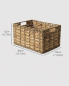 Large Inga grass woven desktop storage basket size guide: 40 by 28 by 12 cm
