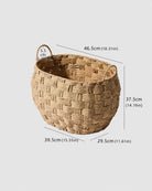 Extra Large Kari paper rope bathroom basket size guide: top length 46.5 cm and 37.5 cm high