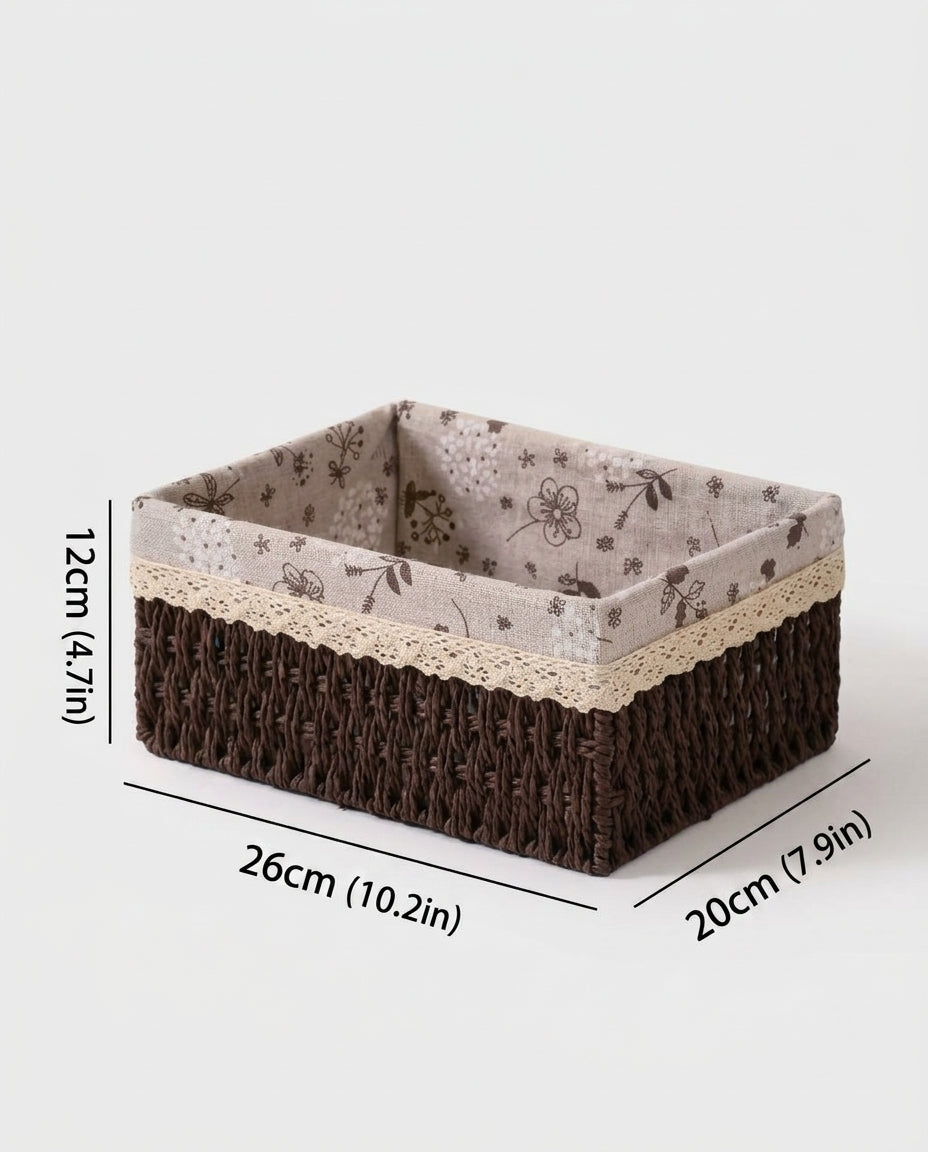 Large Kerstin paper rope storage basket size guide: 26 by 20 by 12 cm