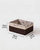 Small Kerstin paper rope storage basket size guide: 18 by 12 by 10 cm