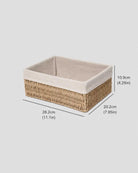 Small Liv paper rope vanity storage basket size guide: 28.2 by 20.2 by 10.9 cm