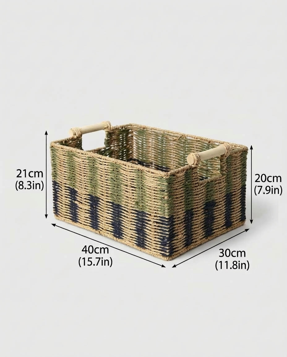 Large Maja paper rope storage basket size guide: 40 by 30 by 20 cm