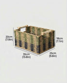 Medium Maja paper rope storage basket size guide: 35 by 25 by 18 cm