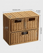 Large Mikkel faux rattan drawer storage cabinet size guide: 36.5 by 20.5 by 31 cm
