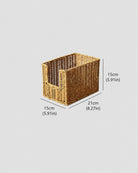 Small Mila faux rattan open-front snack basket size guide: 21 by 15 by 15 cm