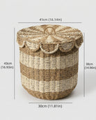 Large Noa paper rope laundry hamper size guide: top diameter 41 cm and body height 38 cm
