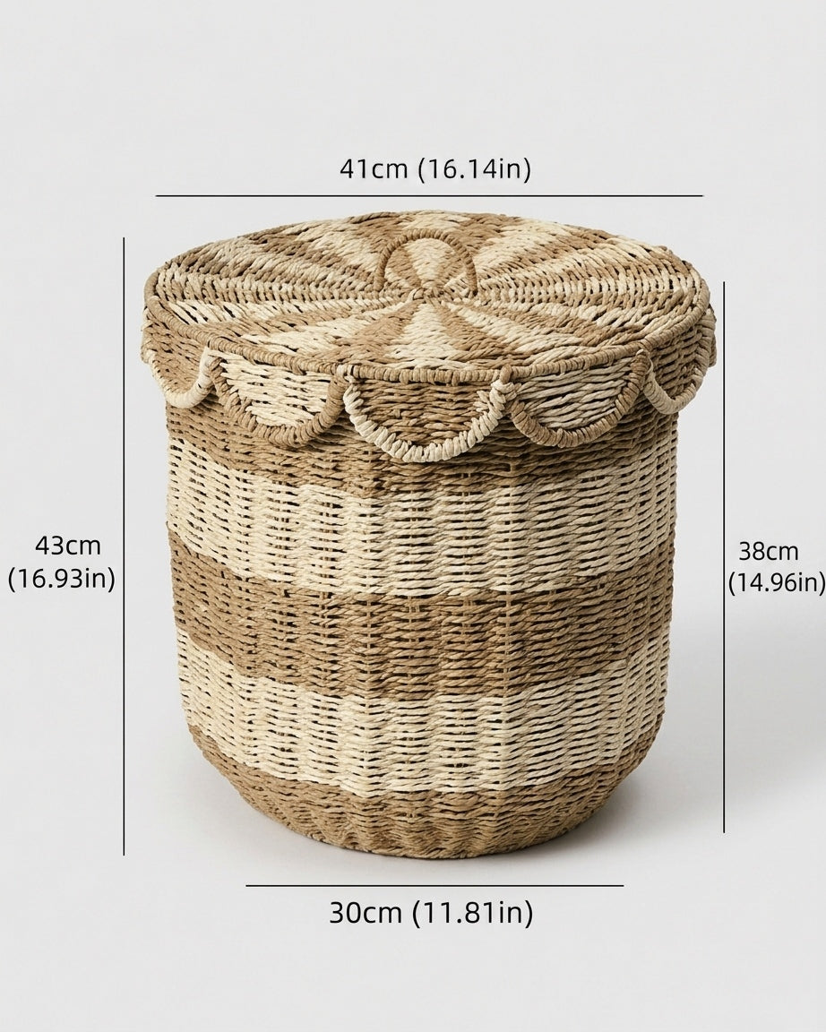 Large Noa paper rope laundry hamper size guide: top diameter 41 cm and body height 38 cm