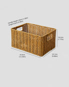 Medium Olea faux rattan storage box size guide: 34.4 by 25.1 by 18.2 cm