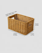 Small Olea faux rattan storage box size guide: 26.9 by 17.2 by 14.2 cm