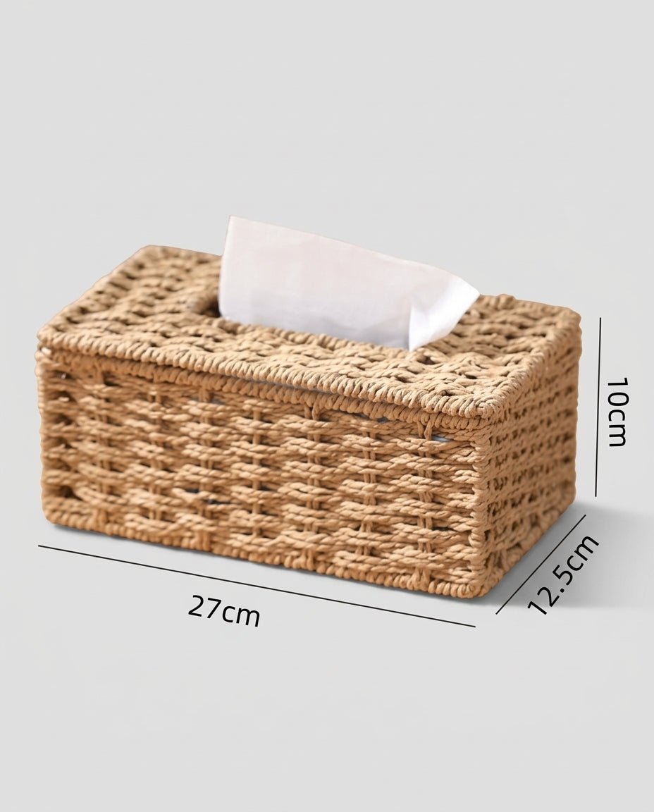 Large Ragnhild woven tissue box cover size guide: 27 by 12.5 by 10 cm