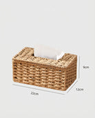 Medium Ragnhild woven tissue box cover size guide: 22 by 12 by 9 cm