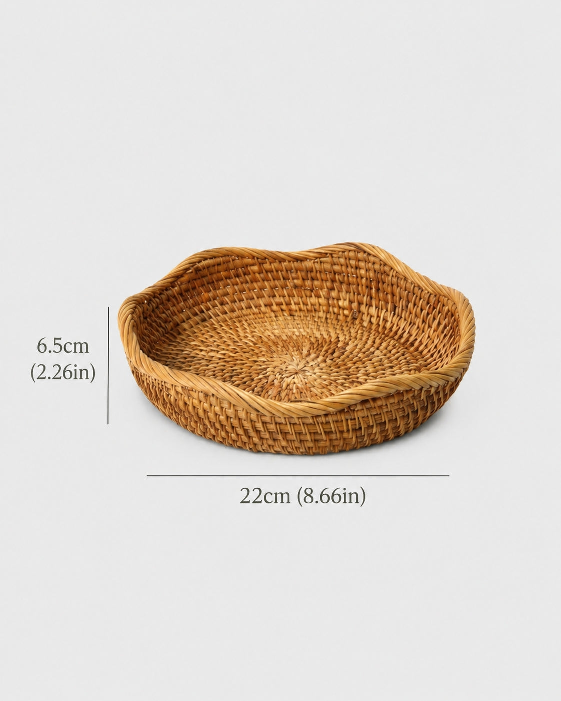 Small Sanna rattan fruit bowl size guide: top 22 cm and 6.5 cm high