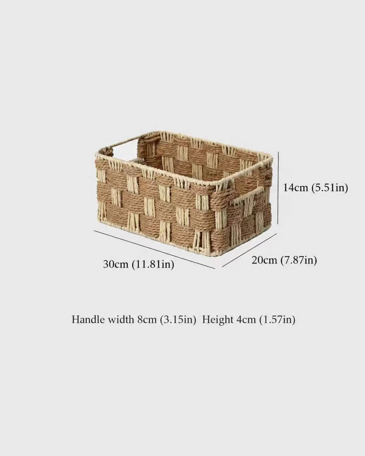 Small Siv makeup basket size guide: 30 by 20 cm and 14 cm high