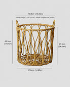 Large Thea faux rattan open-weave laundry basket size guide: top 40.8 cm and body height 37.3 cm