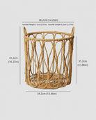 Medium Thea faux rattan open-weave laundry basket size guide: top 36.2 cm and body height 35.2 cm