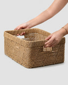 Woven basket organizer for underwear socks and clothing items