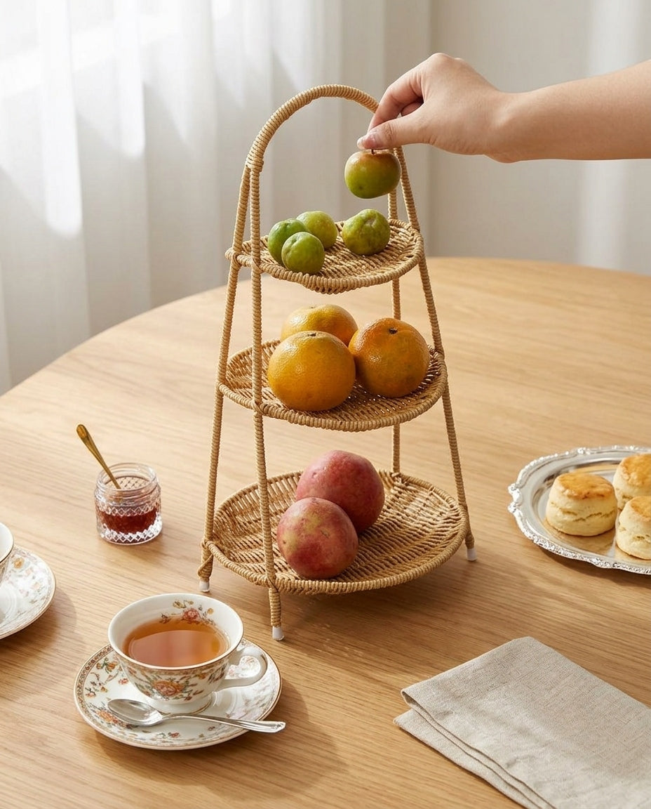 Woven fruit organizer basket for stylish kitchen decoration