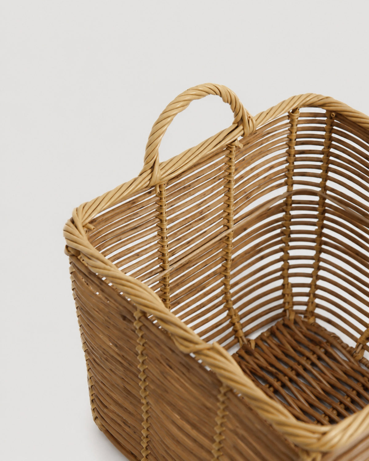 Inside view of handmade faux rattan storage basket