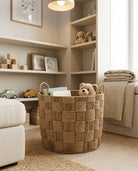 Natural woven laundry basket for Nordic home organization
