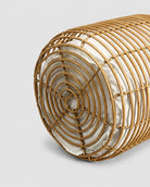 Close view of woven faux rattan basket frame pattern
