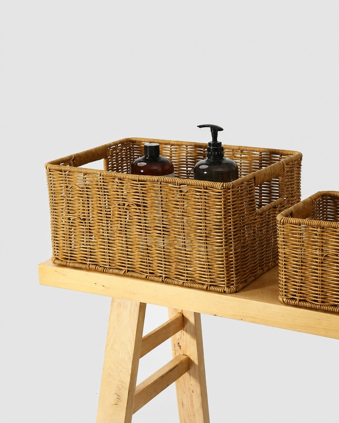 Natural rattan organizer basket for household items