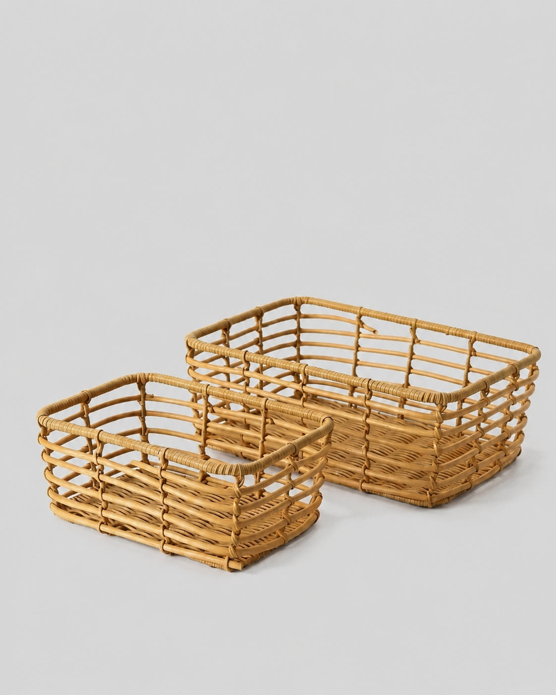 Faux rattan storage basket for home and desktop organization