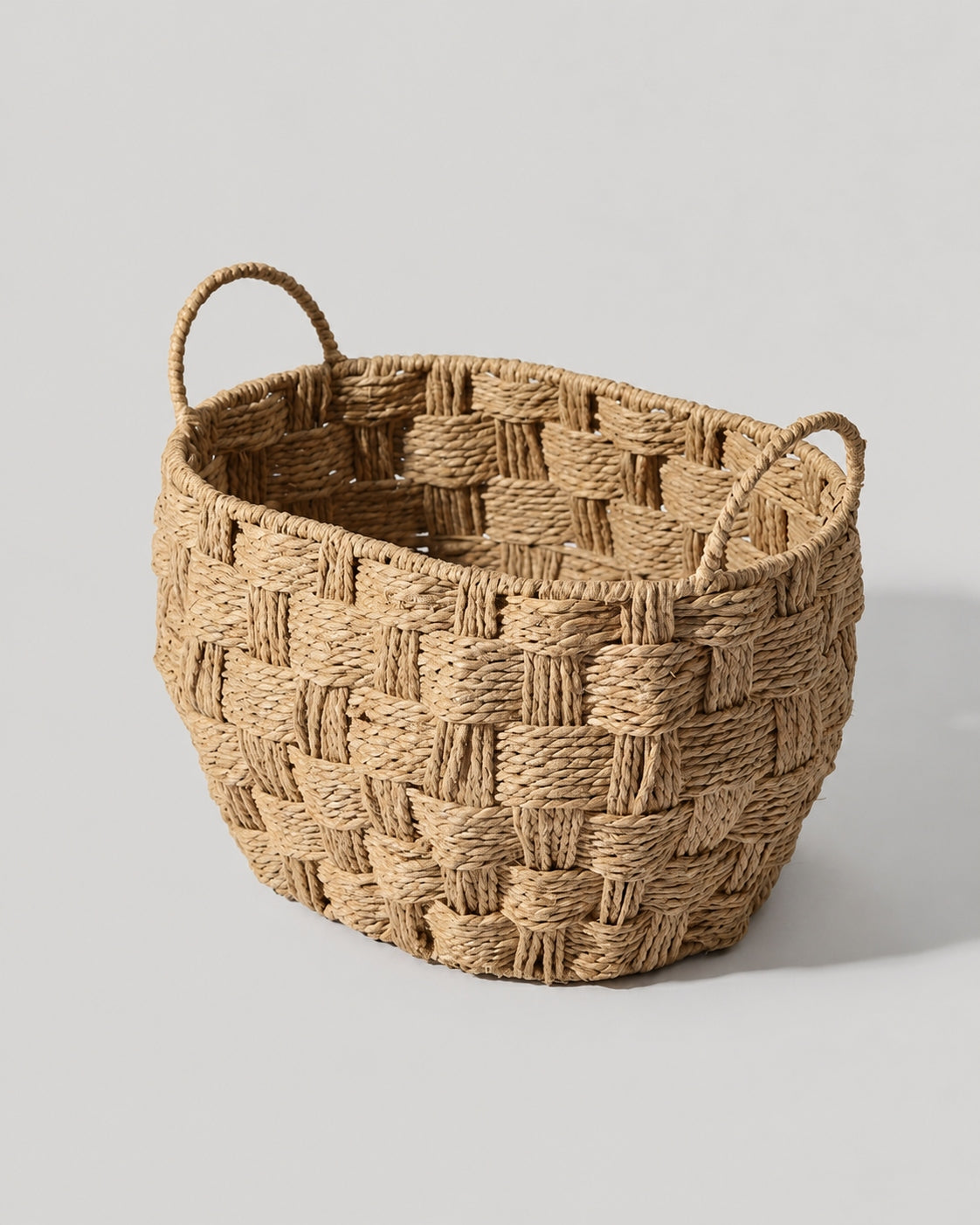 Woven rope bathroom storage basket for towels and essentials
