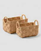 Natural woven rope storage basket for bedroom and living room organization