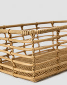Faux rattan basket with durable woven frame design