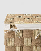 Handmade woven basket lid with natural paper rope design